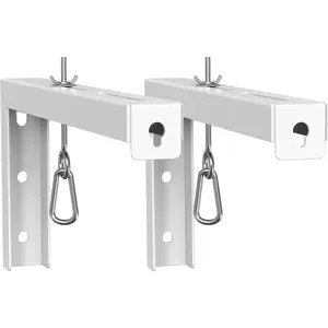 Universal Projector Screen Ceiling Mount, Wall Hanging Mount L-Brackets, 12 inch Adjustable Extension with Hook Kit,  Projector Screen Placement Hold up to 80 lbs (PSM001XL-W), White