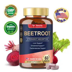 Totaria Health Organic Beet Root Capsules 1300mg Powder for Energy Endurance Liver Mood Heart Support Non-GMO GMP Certified 60 Vegan Capsules