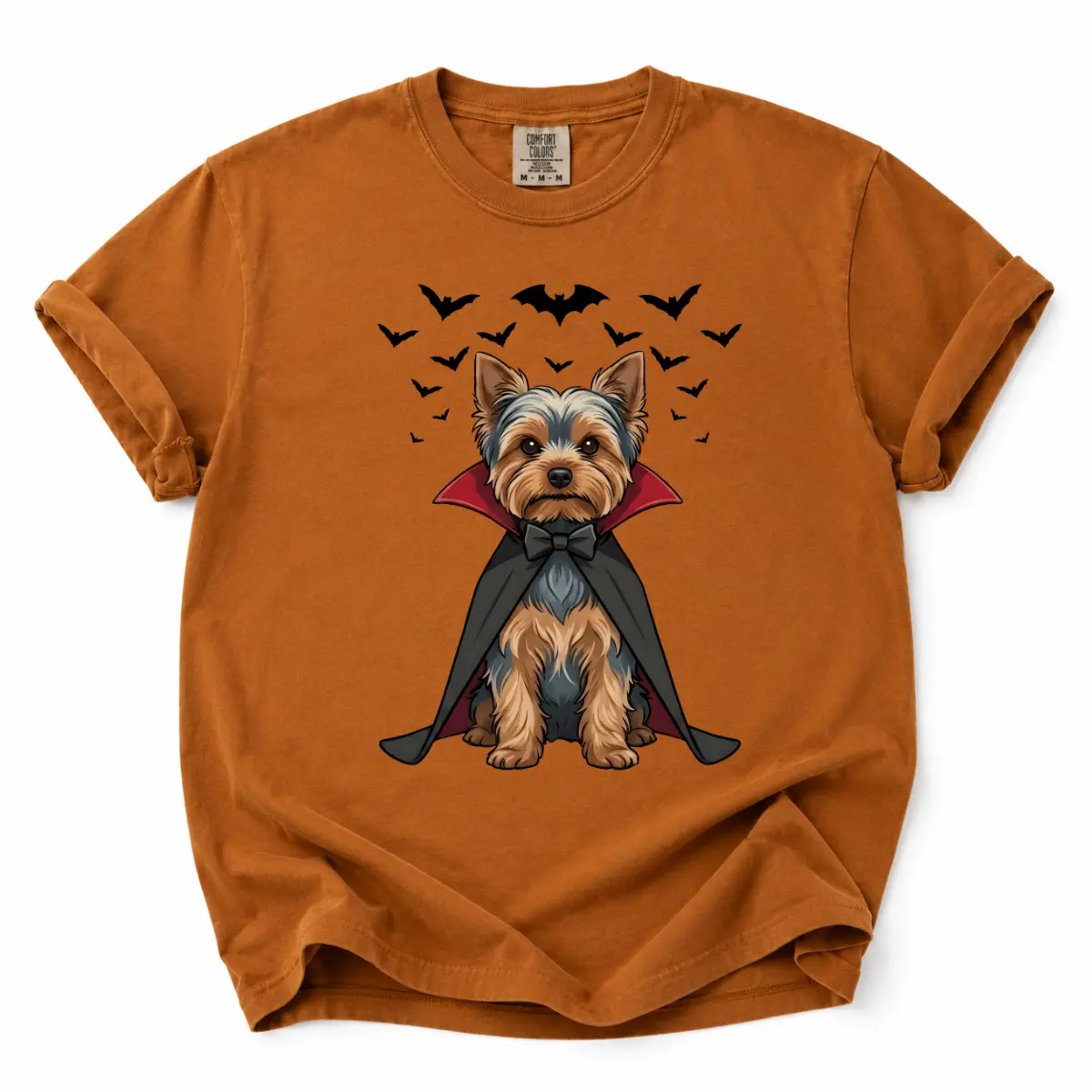Comfort Colors Yorkshire Terrier Halloween Tee, Cute Vampire Yorkie Bat Graphic Shirt, Funny Dog Lover Fall Gift