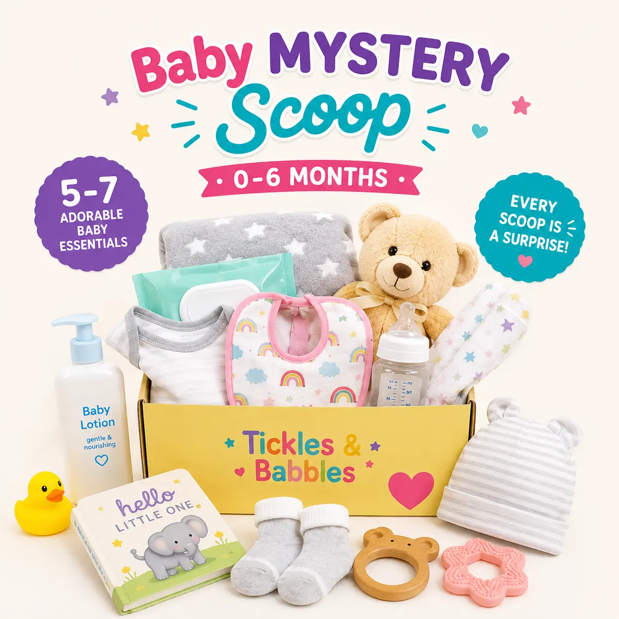 Baby Mystery Scoop Bag, Infant Surprise Gifts - Plain Sweet Little Finds, Sweet Baby Surprises for 0-6 Months