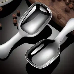 2/5pcs High-End Stainless Steel Spoon, Thick Short Handle Teaspoon, Mini Coffee Scoop, Tea Spoon, Watermelon Spoon, Soup Ladle, Polished Finish