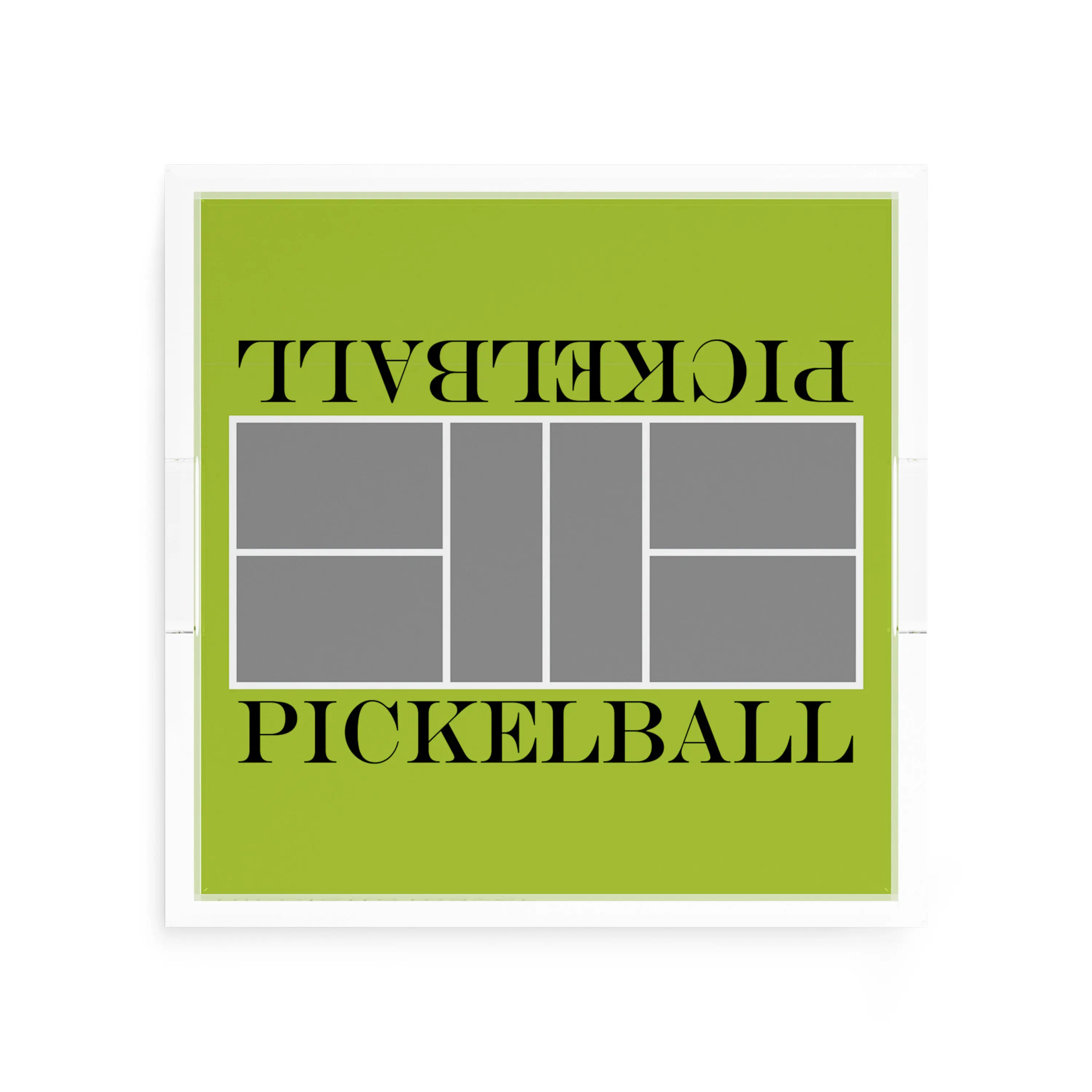 Pickelball Court Silver Lime Square Decorative Tray
