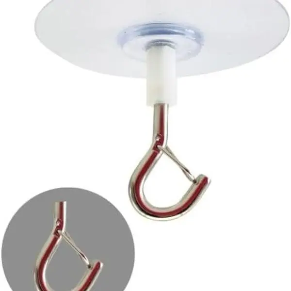 5-Pack Strong Self-Adhesive Ceiling Hooks with Safety Lock - No-Drill Installation, Hanging Plant Hooks for Fans/Lights, Curtain & Blind Accessory for Household Storage