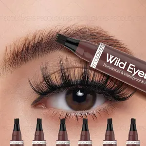 6pcs/set Long-lasting Waterproof Quad-fork Eyebrow Pencil - Easy To Color, Accurate Depiction, Multi-purpose Hairline Pencil, Reddish Brown, Suitable for All Skin Types, Eyebrow Makeup Products