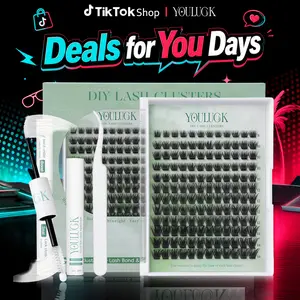 YOULUCK Enchantress Lashes Clusters DIY Lash Extension Kit Waterproof Long-Lasting Fluffy & Weightless Look with Ultra-Thin Band Glue Remover Tweezer for Beginners
