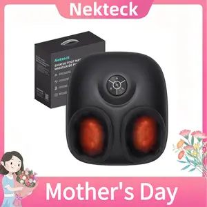 Nekteck Shiatsu Foot Massager Machine with Soothing Heat, Deep Kneading Therapy, Air Compression, Improve Blood Circulation and Foot Wellness Brown