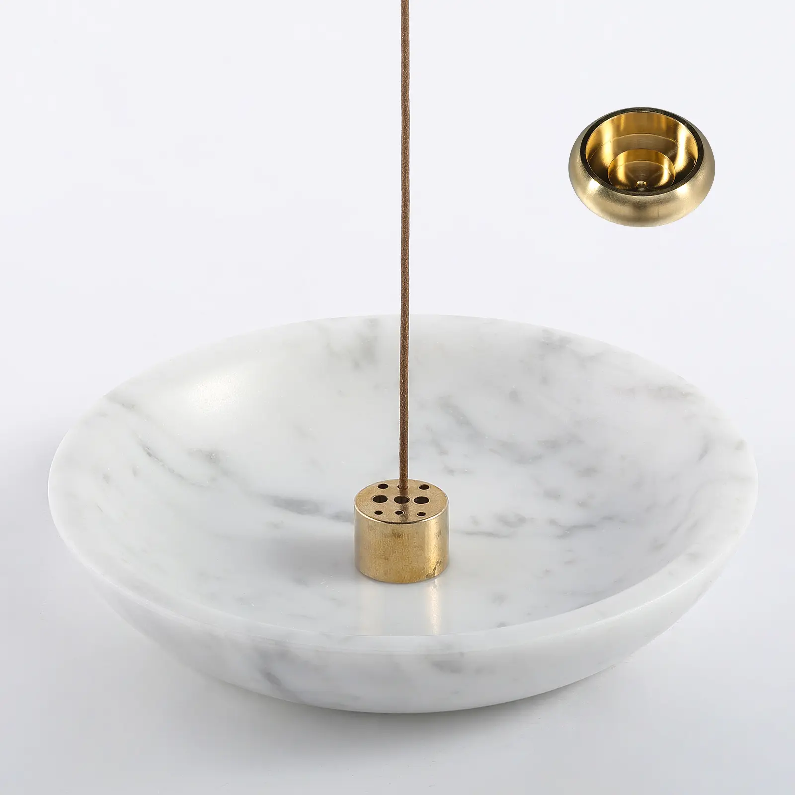 Koville Incense Holder, Natural Marble Incense Holder for Sticks , Handmade Incense Stick Burner Ideal for Smudging, Incense Burning, Decoration（Bianco Carrara）