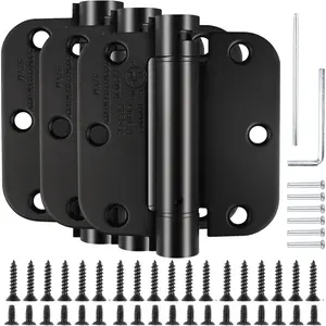 3.5" Self-Closing Door Hinges Black 3.5 Inch Spring Door Hinge Automatic Door Closer Hinge Auto Close 3 1/2" Hinges for Doors Exterior,Interior,UL Listed Black Matte