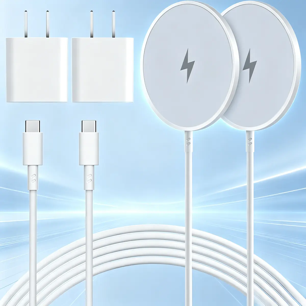 Magnetic Wireless Charger 2Pack Apple 10FT Mag-safe Charger,Fast Mag-Safe Charging Wireless iPhone Charger Pad with Charging Plug for iPhone 16Pro Max/16Pro/16Plus/15Pro Max/15/14/13/12/AirPods3/Pro 2