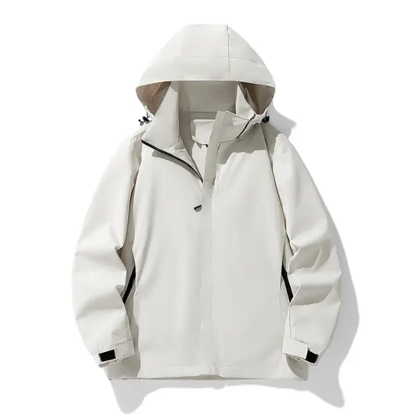 Men's Outdoor Fleece Lined Windproof Waterproof Jacket, Hiking, Climbing, Warmth, Loose Fit, Zipper Pockets, Adjustable Hood, Windproof Zipper Placket, Adjustable Velcro Cuffs, Fall Winter Jacket Coat