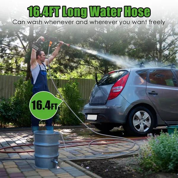 Cordless Pressure Washer Portable Electric Power Washer High Pressure Water Sprayer 400PSI Car Washer Cleaner With Nozzle Foam Bottle Filter 1200mAh 21V Battery And Charger