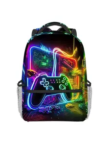 17-inch gamepad pattern full print backpack