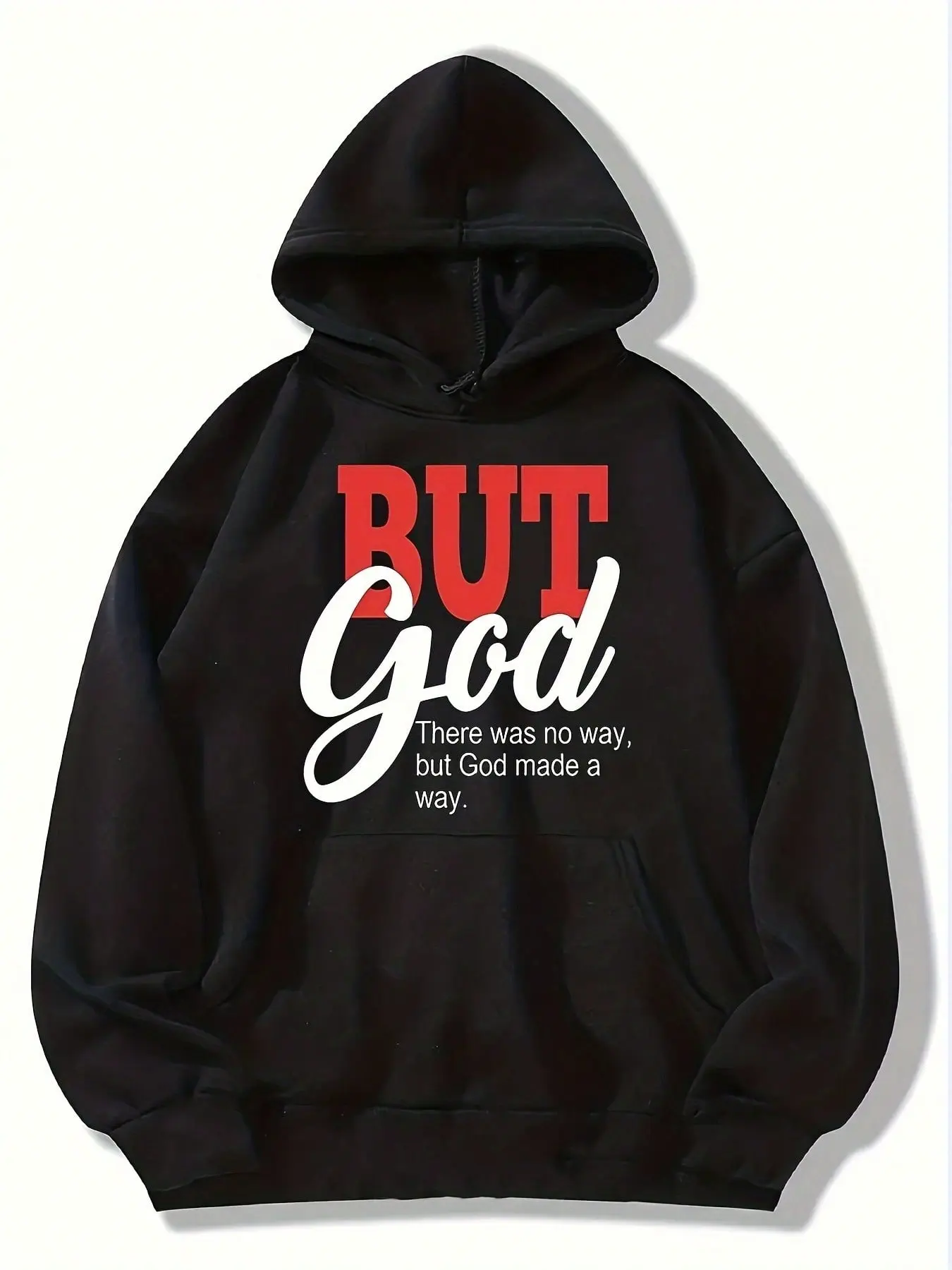 Women's "But God" Inspirational Printed Longsleeves Pullover Hoodie Sweatshirt - Soft Fabric Black, Faith-Focused Fashion Piece, Casual Joggers Outfit Complement, S-3XL Sizes, Ideal for Faith Enthusiasts