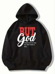 Women's "But God" Inspirational Graphic Hoodie - Spiritual Style Hoodie, Sizes S-3XL, Ideal for Faith Enthusiasts, Casual Wear, Soft Fabric Black Everyday