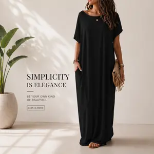 Women's Solid Color Batwing Sleeve Lounge Dress, Casual Comfy Short Sleeve Nightdress for Daily Wear, Ladies Loungewear Sleepwear for All Seasons, Womenswear