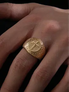 Textured Cross Ring for Men, Fashion Statement Band, Hip Hop Style Jewelry