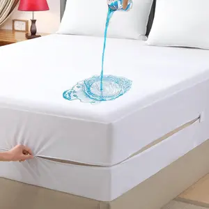 Waterproof Zippered Mattress Encasement Breathable Noiseless Machine-Washable Zipped Mattress Cover Fitting 7" - 15" Deep Mattress