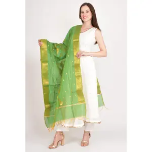 Leela Green Dupatta with Golden Accents