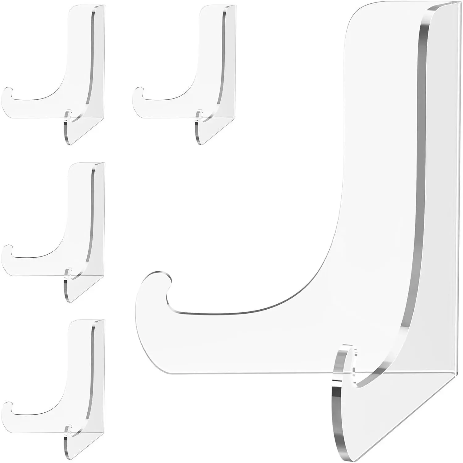 5 Pack  Display Stand, Plate Stand for Display, Clear Easel Stand, Display Holder for Card, Frame, Picture, Magazine, Book, CD, Phone (Small/ 3 Inch)