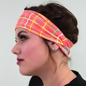 Coral Plaid Headband