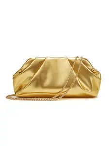 Gold Clutch Bag, PU Leather Glossy Women's Evening Bag, Soft Wallet, with Shoulder Chain for Crossbody Wear, Magnetic Closure, Perfect for Weddings, Parties, and Banquets