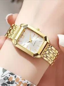 Women's Elegant Square Dial Quartz Watch, Fashionable Wristwatch, Fashionable Stylish Watch, Trendy Watch for Women As Gift