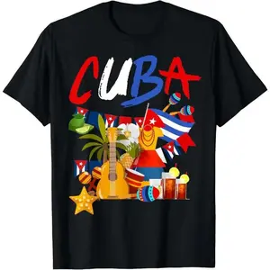 100% Cotton Unisex Cuban Flag Outfit Ideas For & Hispanic Cuba Flag T-Shirt