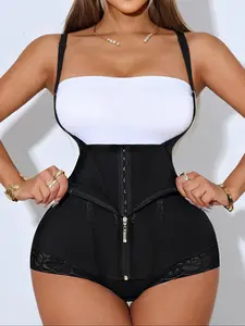 Women's One-Piece High-Waisted Bodycon Dress, Front Zipper & Back Button Closure, Posture Corrector, Comfortable Everyday Wear