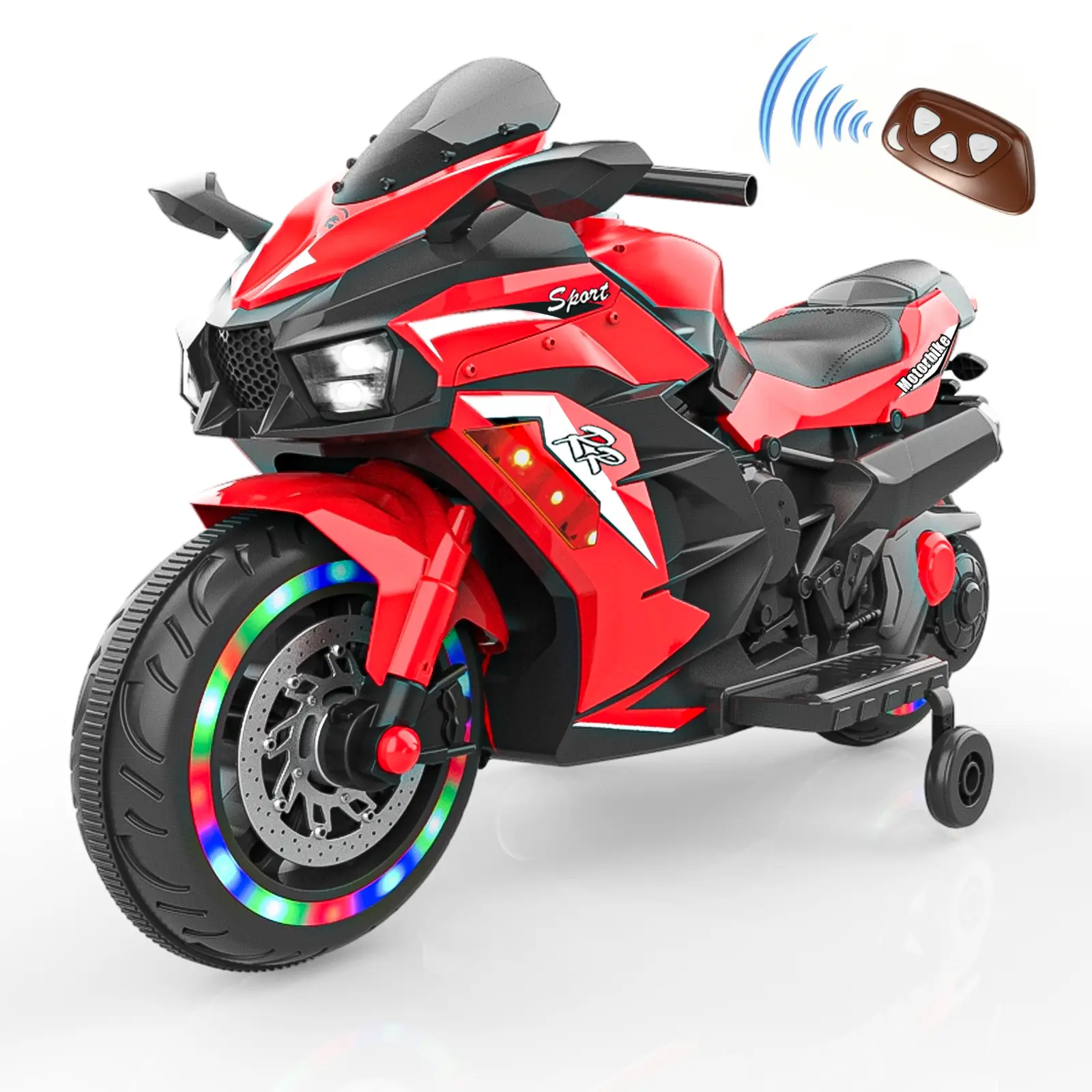 12V Electric Motorcycle for Girls,Battery Powered Motorcycle Toy with Remote Control, Kids Ride On Motorcycle,Red