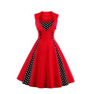 1950s vintage red polka dot dress, cocktail dress