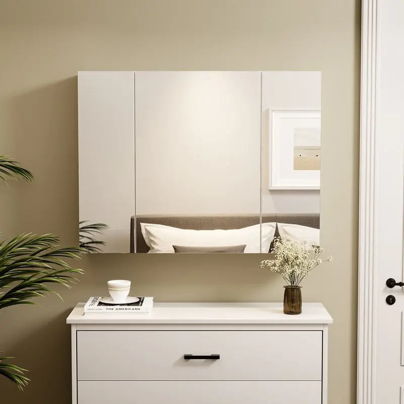 Sikaic Medicine Cabinets with Mirror Wall Cabinet 3-Adjustable Shelves Storage White Furniture Bedroom Organize Aesthetic Design Modern, Home Furniture, Dorm Essentials [tiktokshopbacktoschool]