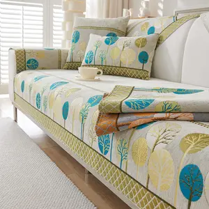 Boho Style Geometric Embroidery Sofa Cover, 1 Count Soft Comfortable Sofa Slipcover, Couch Covers, Sofa Protector for Home Living Room Bedroom Hotel Dormitory