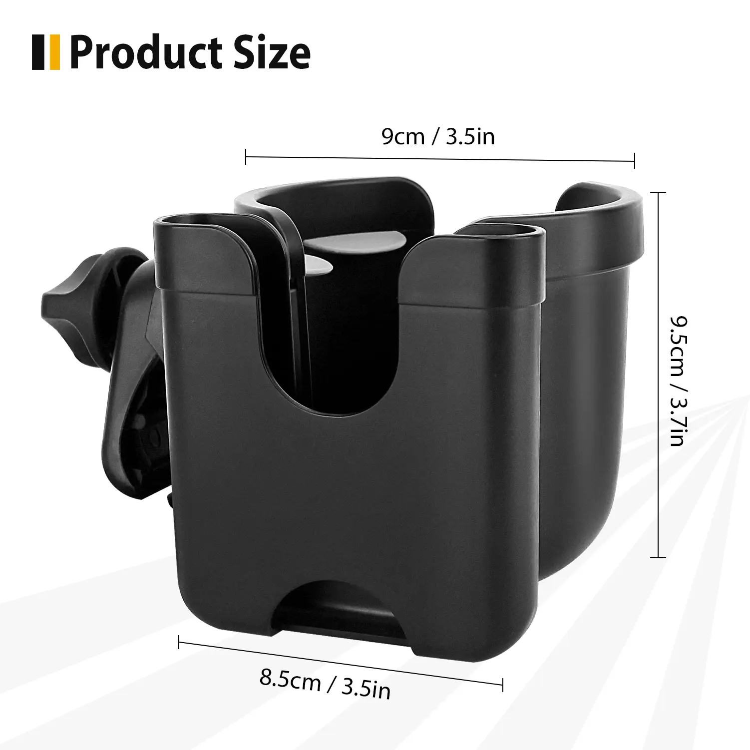 Multi-Functional Universal Cup Holder Attachment with 360-Rotation, Rotatable Phone Holder, Silicone Grip & Storage Rack, Fits Cups, for Pushchair, Wheelchair, Home Organizers Storage Boxes