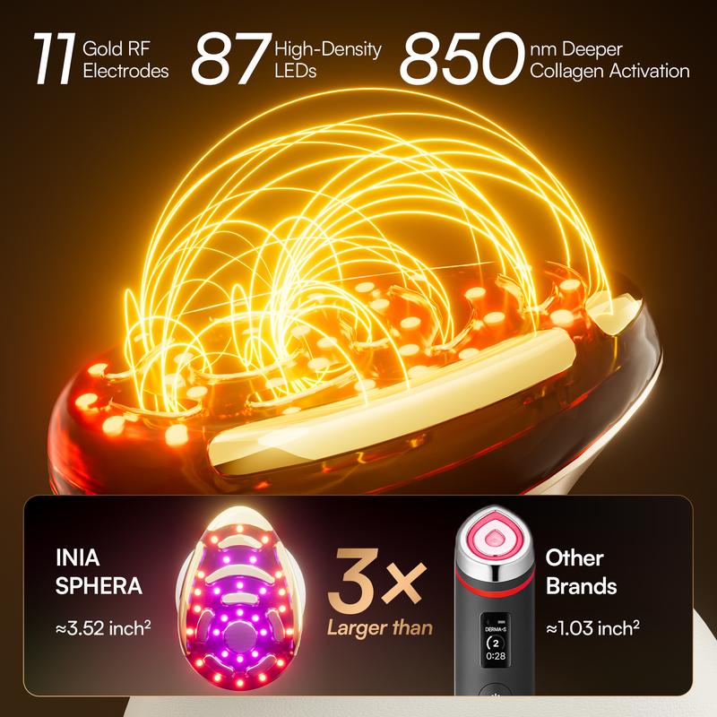 【LIVE EXCLUSIVE】INIA SPHERA At-Home RF & LED Anti-Aging Facial Device – Lift, Tighten & Sculpt with EMS Microcurrent, Red Light Therapy, Electroporation & Cryo Cooling for Firm, Glowing Skin. Perfect Black Friday Gift.