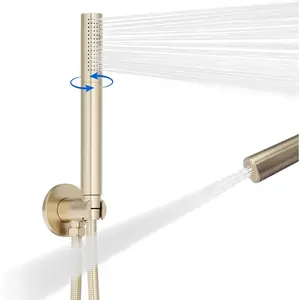 Bathroom Brass High  2 In 1 Function Handheld Shower  Sprayer Wand With 79 Inch Hose and Holder, Brushed