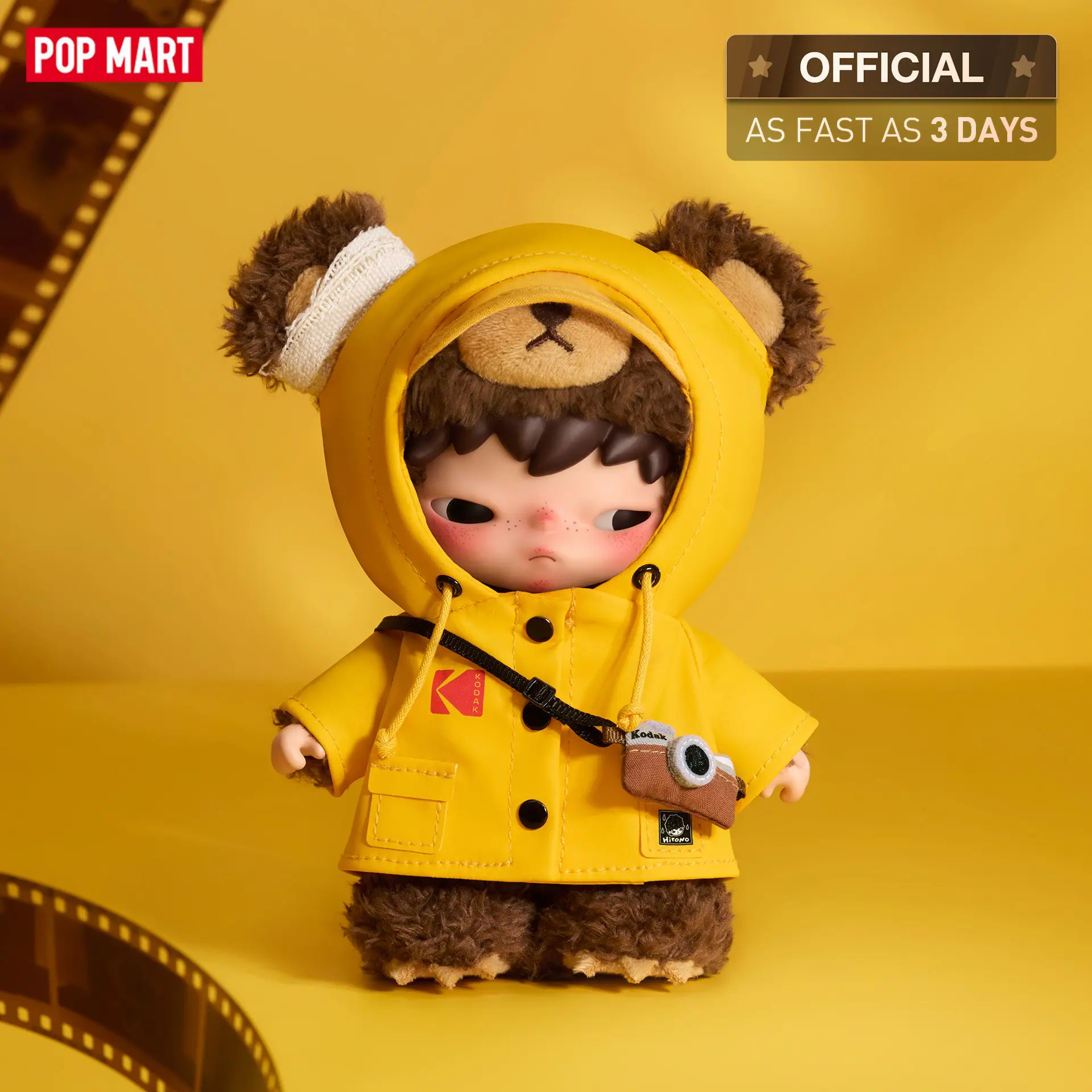 【NEW】POP MART Hirono × Kodak Click Bear Plush Doll Pendant