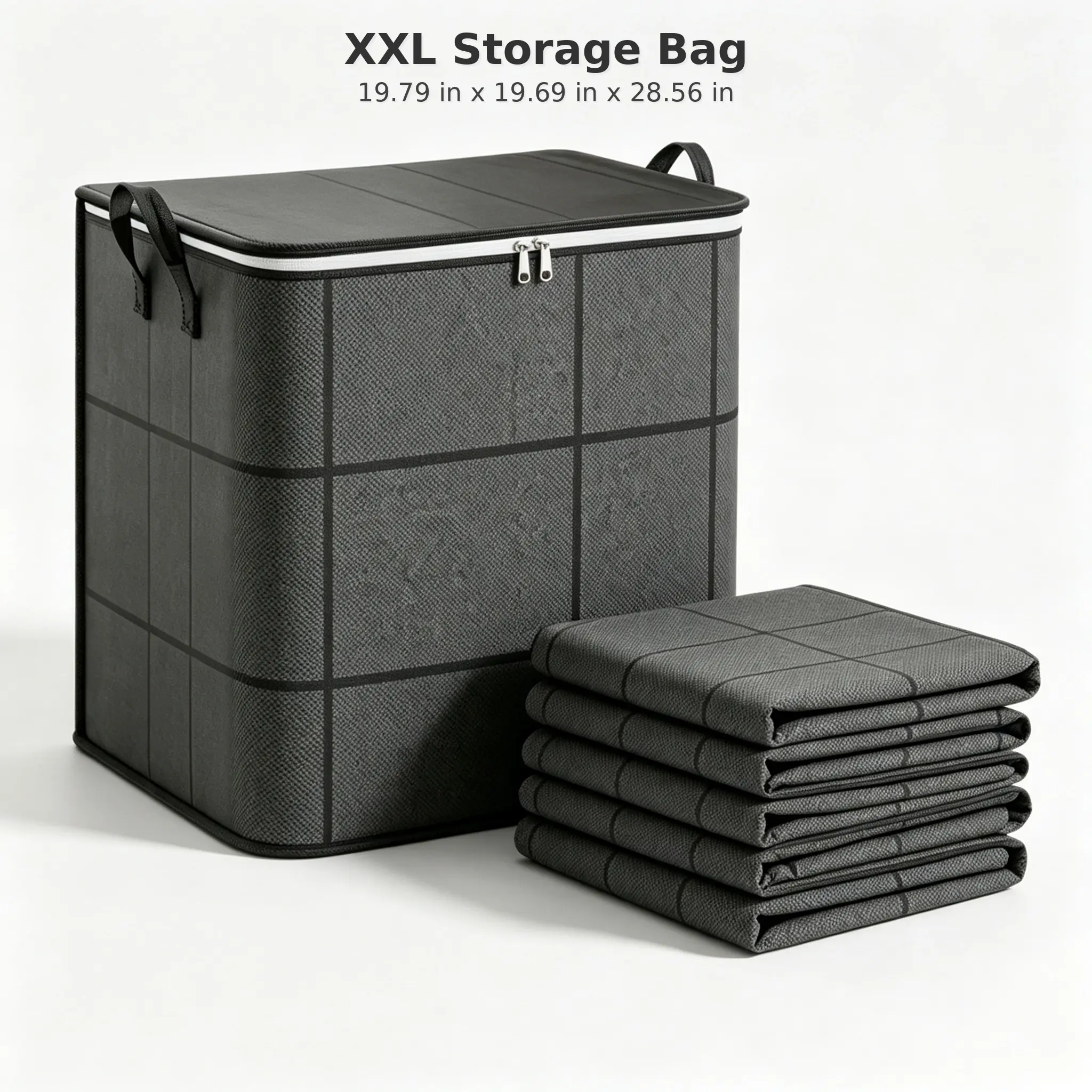 180L Large-Capacity Foldable Double Zipper Storage Bags - Dustproof Fabric Organizer for Outdoor Camping, Home Seasonal Clothing Quilts Bedding, Unisex Storage Organization, Fits Large Items