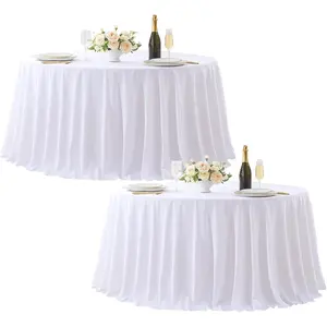 90 Inch Round Tablecloth White, 2 Pack Wrinkle Resistant and Washable Table Cover 100% Decorative Circle Table Cloth for Weddings, Parties, Banquet, Dining Room,