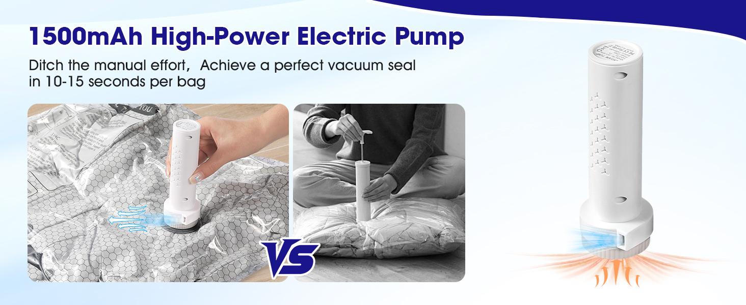 【2026 Upgraded】X7 Cordless Travel Vacuum Storage Compression Bag Set with Rechargeable air Pump 9/15 Pack Waterproof & Reusable Compression Packing Bags for 3 Size,140L/Min Powerful Air Removal,Perfect for Carry-On Suitcases Mother’s Day Gift Idea