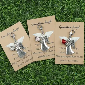 3pcs Cute and Charming Angel Love Keychains, Alloy Keychains, Travel Angel Mini Charm Key Rings with Travel Card Greeting Cards, Durable, Perfect for Graduation, Farewell, Vacation, Ideal Gift for Everyone, Thanksgiving Holiday Gifts, Guardian Angel