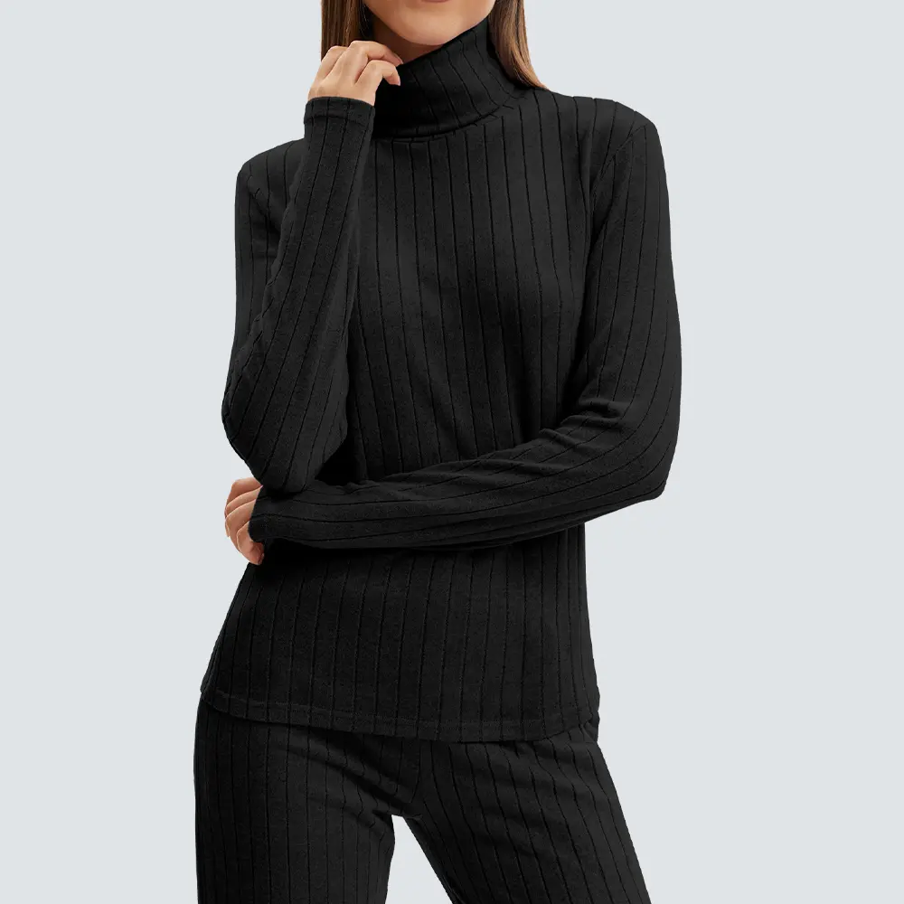 Noeallyrisss Women Soft Ribbed Knit Turtleneck Top, Long Sleeve Slim Fit Basic Layering Shirt For Fall Winter Daily Wear