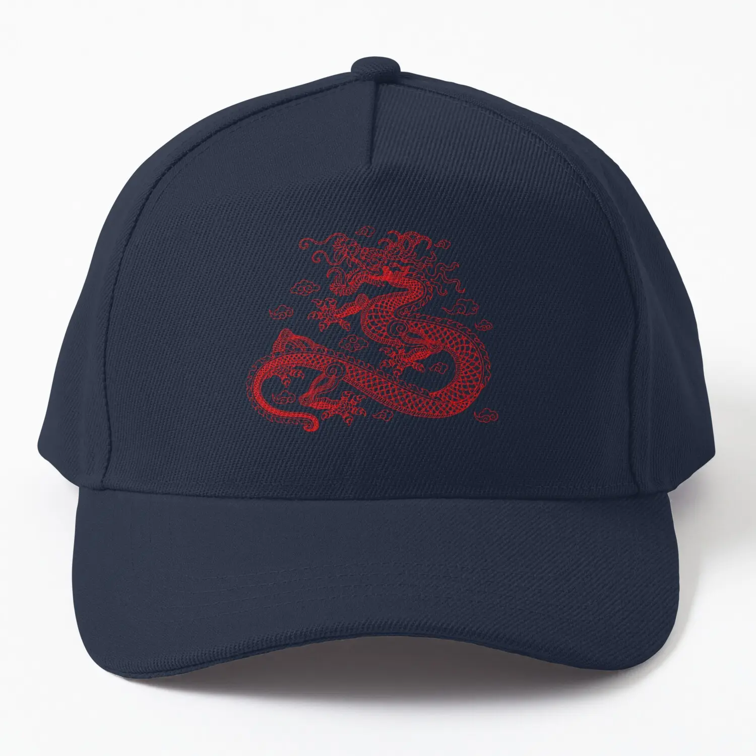 Red Chinese Dragon Twill Cap Hat - Elegant and Stylish Hat Featuring Red Chinese Dragon Logo, Perfect for Cultural Enthusiasts, High-Quality Twill Fabric, Comfortable and Adjustable Fit