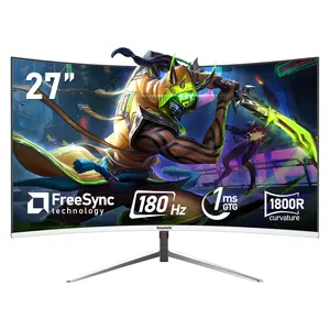 27" Curved 180/165Hz Gaming Monitor, FHD 1920x1080P,  Computer Monitor, 1800R VA Screen, 120% sRGB, AMD FreeSync, HDMI & DP, Wall Mount Install-White