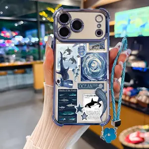 Whale Shark Pattern Phone Case for iPhone Samsung Galaxy 17Pro Max Air 16 15Plus 14 13 12 11 S26 S25 S24 S23 S22 Cases, Shockproof Drop, Protection Durable, Ocean Life Pattern Durable Bumper with Lanyard Art.