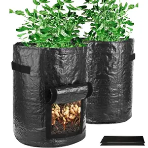 7 Gallon 2 Pack Vegetable Tomato Planting Bags, Durable Handle and Visible Flip Lid, Grow Tomatoes Potatoes Flowers Plants, Planter Pots, Portable Garden Planters