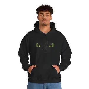 Unisex Toothless Dragon Hooded Long Cotton Sweatshirt - Men's Casual Tops, Smooth Knit Fabric, Kangaroo Pocket, Night or Light Fury Design, Gift for Dragon Fans