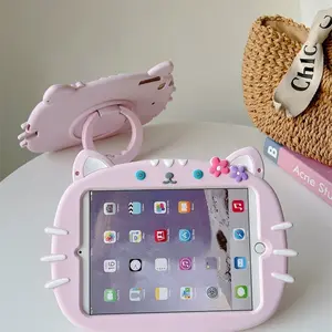 For IPad 9 8 7th Generation Child Case for IPad Air 2 3 4 5 6 10.9 Mini 6 Pro 11 Cartoon Kitty Silicone Tablet Protective Case
