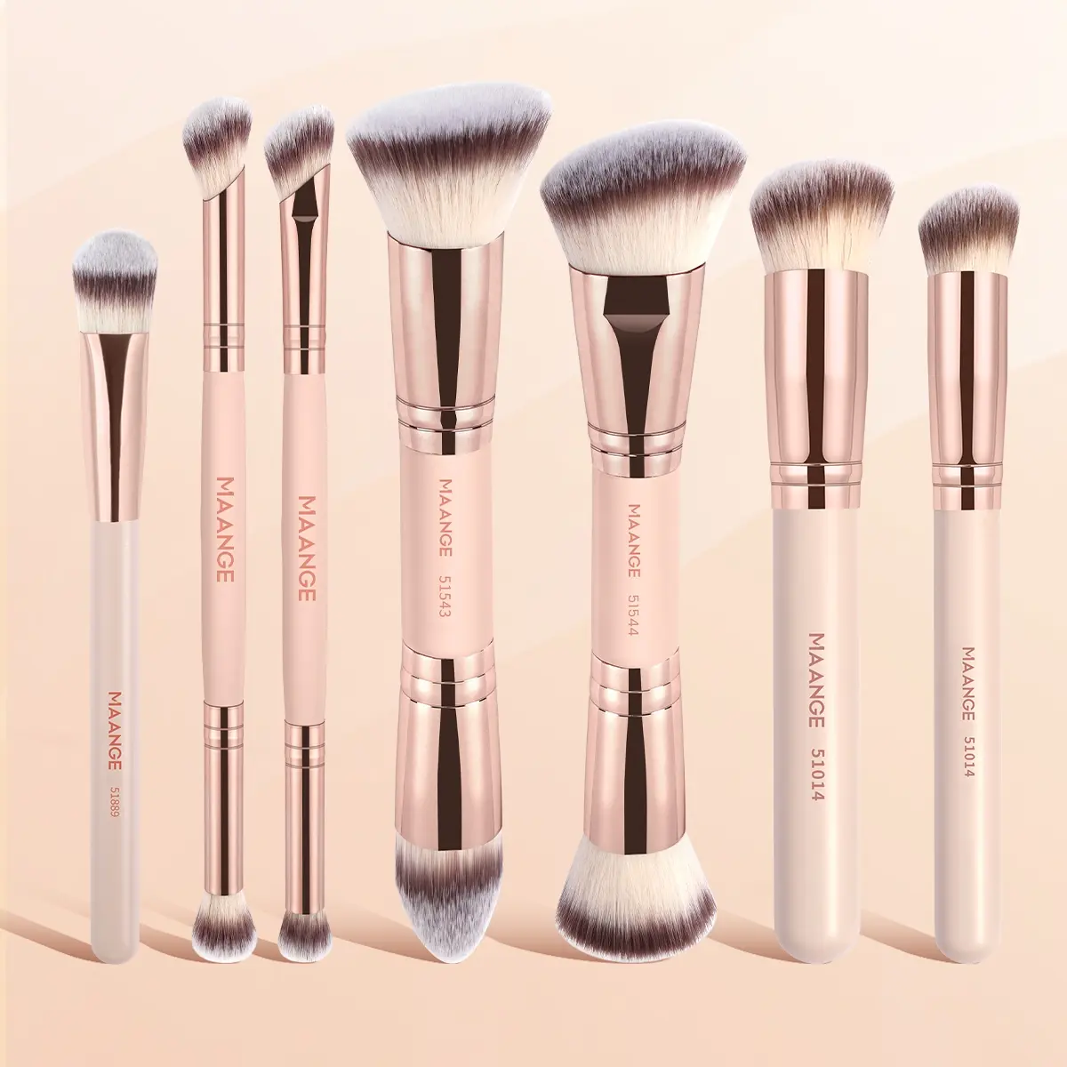MAANGE 7pcs Makeup Brush Set, Double Sided Kabuki Makeup Brushes for Foundation Liquid Powder Concealer Cream Cosmetics Bronzer Blending Blush Buffing Makeup Tools, Makeup Accessories Gifts for Friends