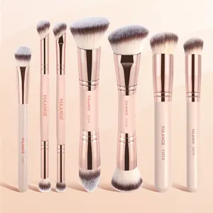 MAANGE 7pcs Makeup Brush Set, Double Sided Kabuki Makeup Brushes for Foundation Liquid Powder Concealer Cream Cosmetics Bronzer Blending Blush Buffing Makeup Tools, Makeup Accessories Gifts for Friends