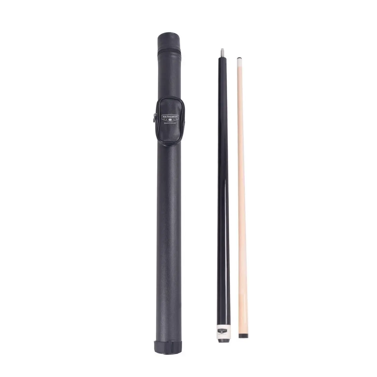 Blue Wave 58 in. Conquest Black & Solid Maple 2-Piece Billiards Cues & Case Set, Stainless Steel, Classic Style, No-Wrap Handle, Adjustable Strap for Hands-Free Transport, Two-Piece